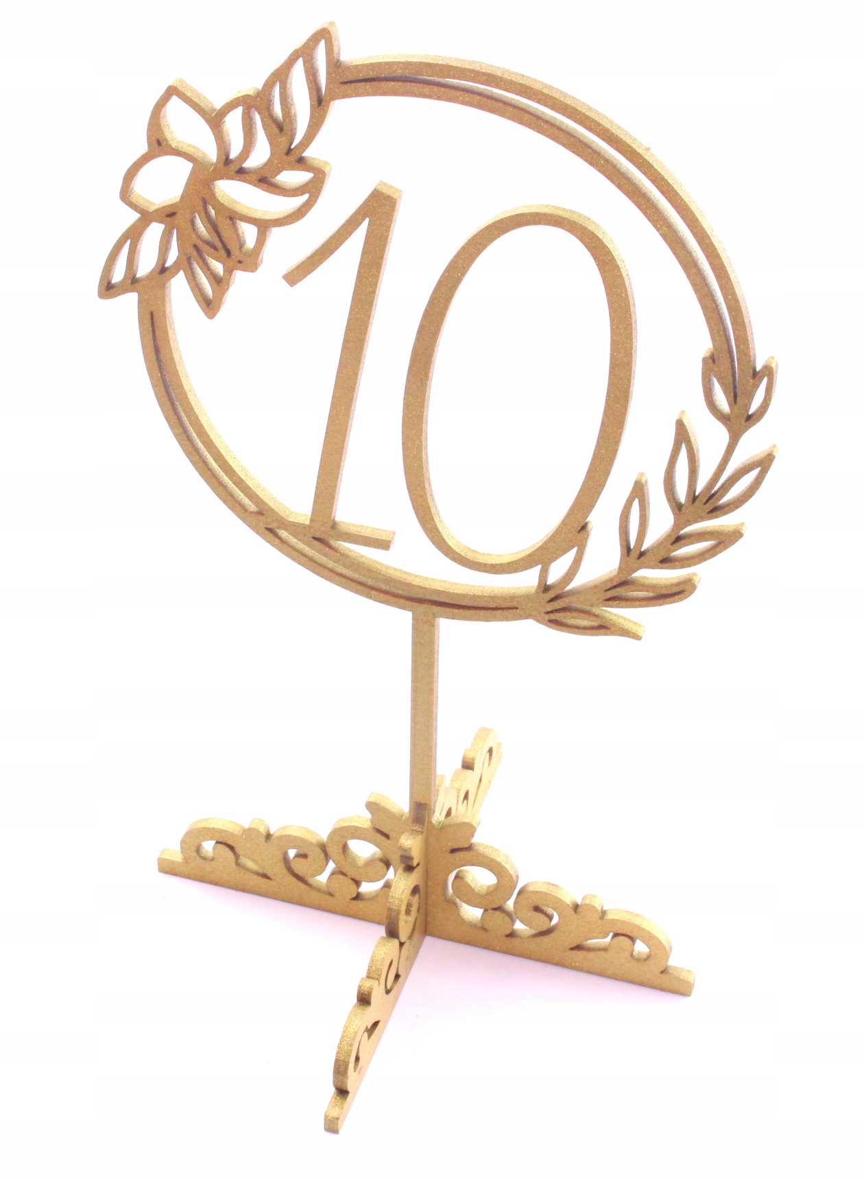 

Numer Na Stół Drewniana Liczba 10 Wesele Złota
