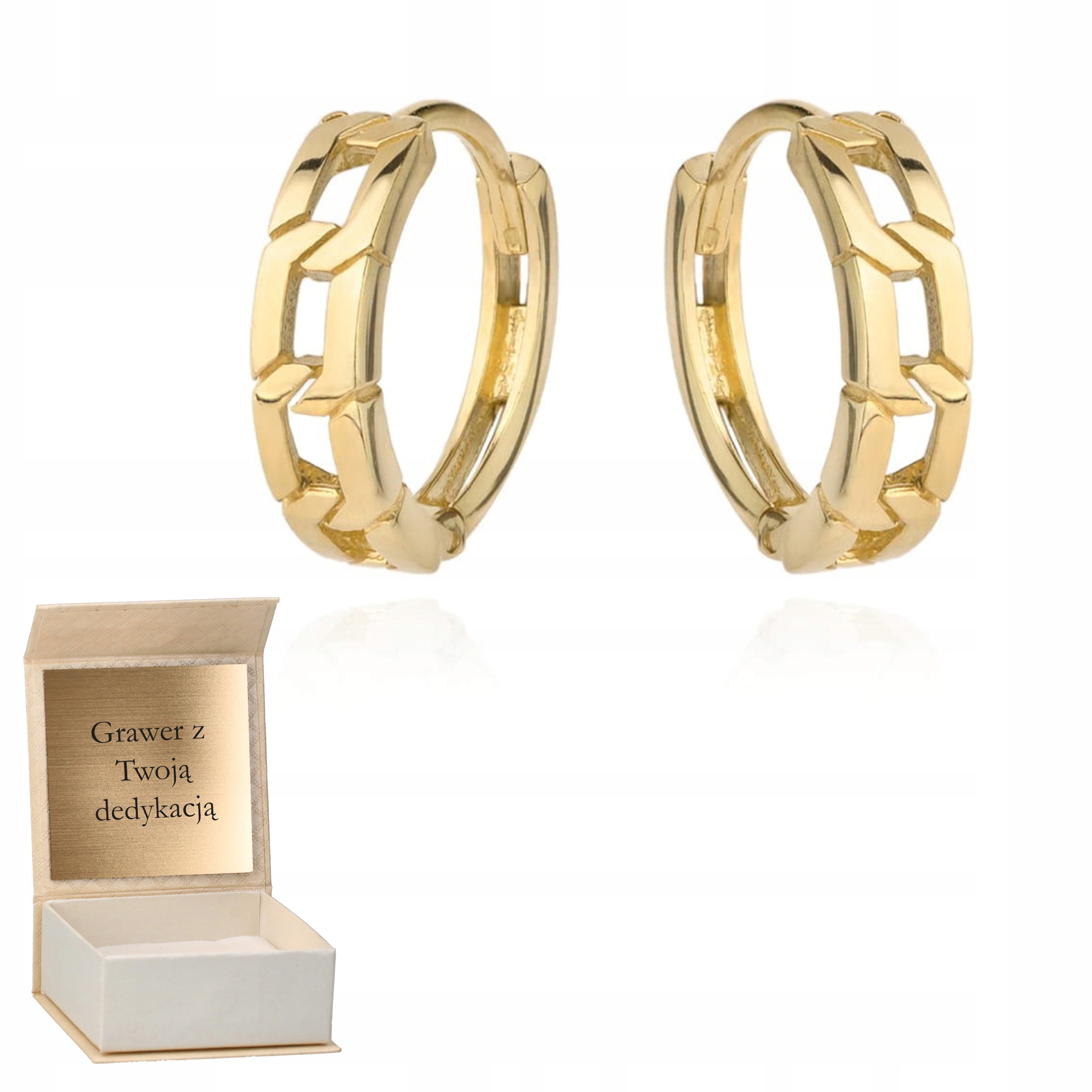 Zlaté náušnice Pletené kolečko na kreolu zlato ryzost 585 Gravírování