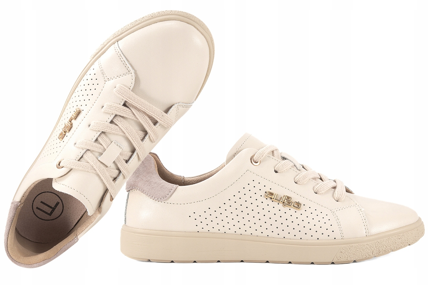 Filippo DP6738 Dámské Ažurové Polobotky Kožené Tenisky béžové 37