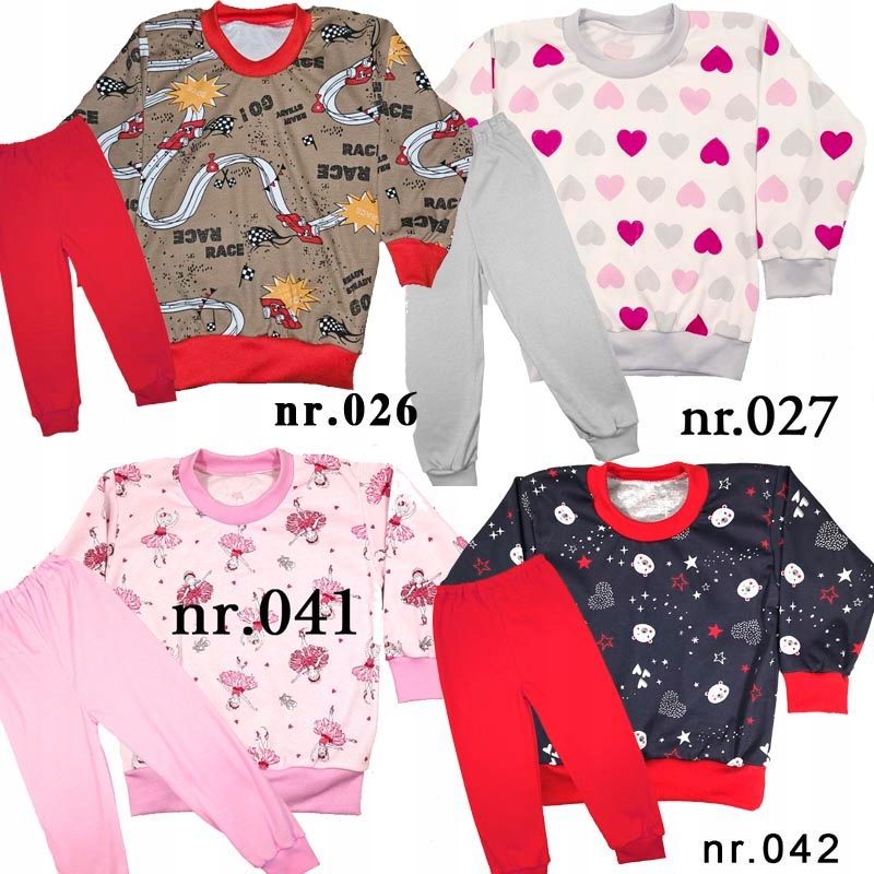Piżamki Długi Rękaw 100% bawełna POLSKIE + wzory świąteczne 116 cm Rozmiar 116