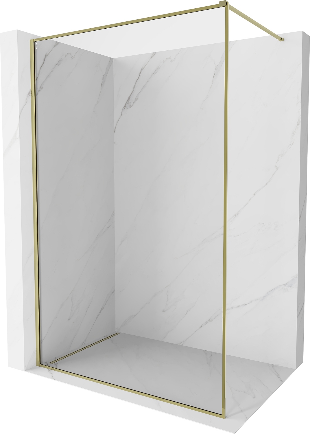 Sprchová stěna Mexen Kioto-F Walk-in 95x202 cm, čiré sklo, zlatý rám