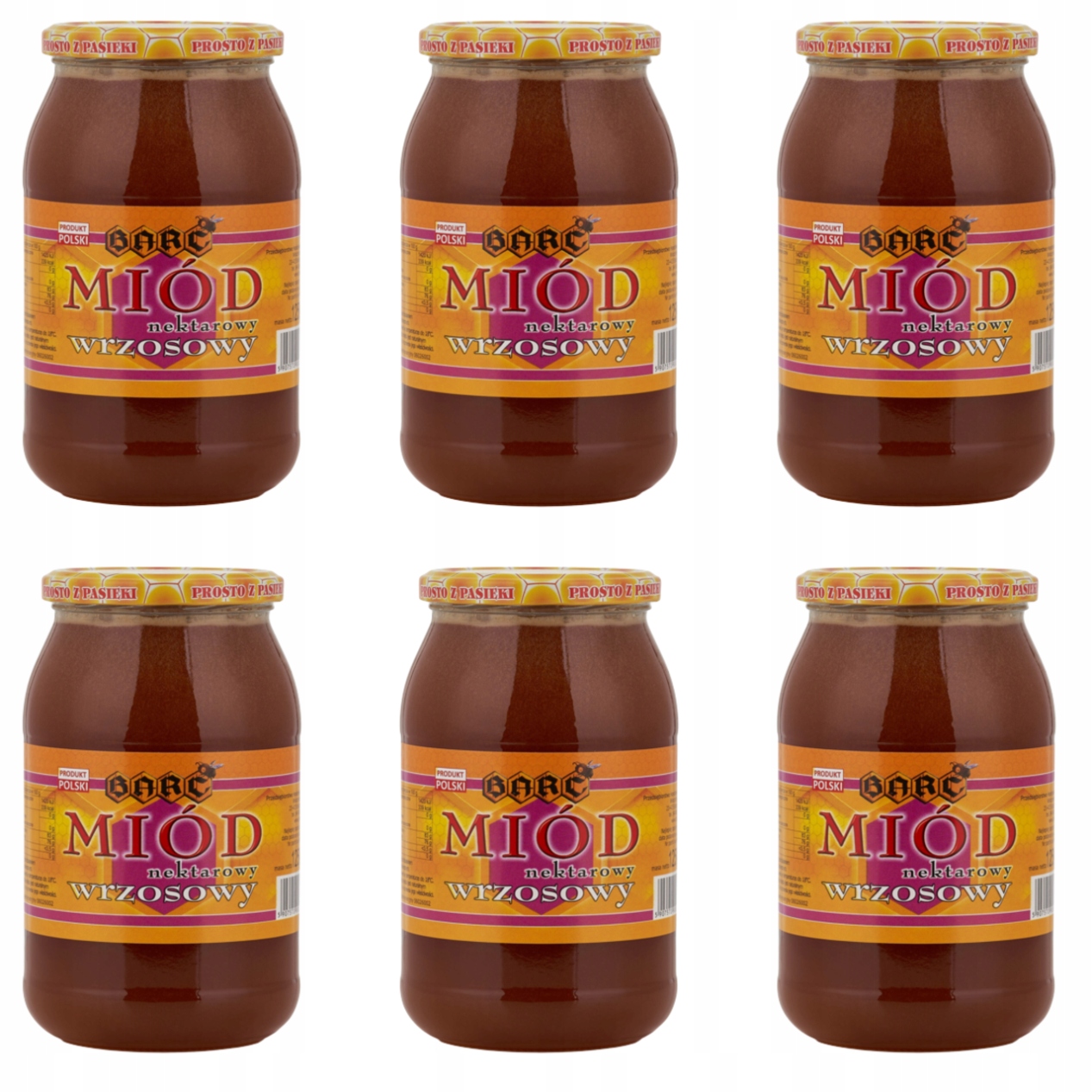 Vřesový med 1250 g sada sada 6 ks přírodního polský medu