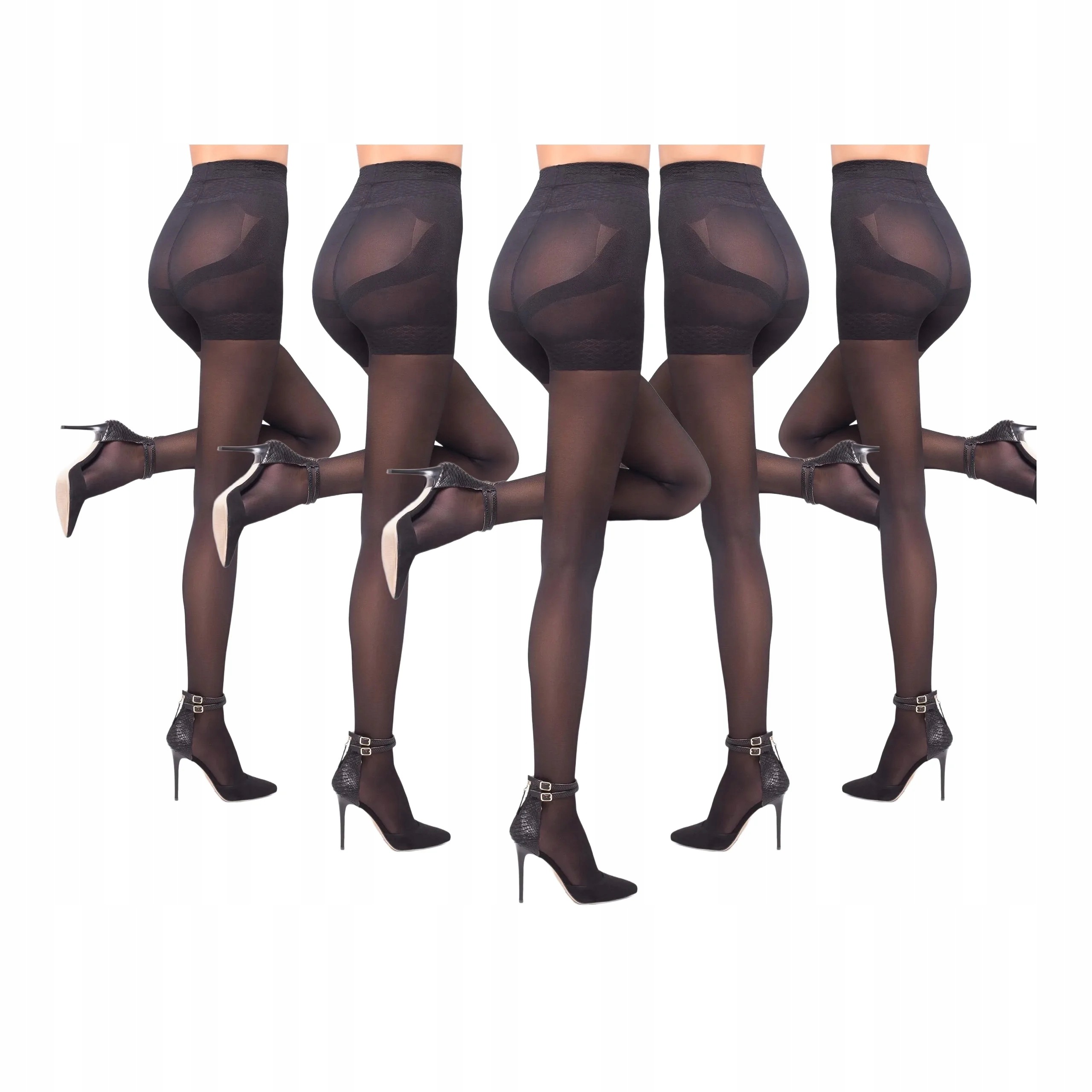 5 párů Punčocháče 303 Push-up Legs 5x Černá 4-L