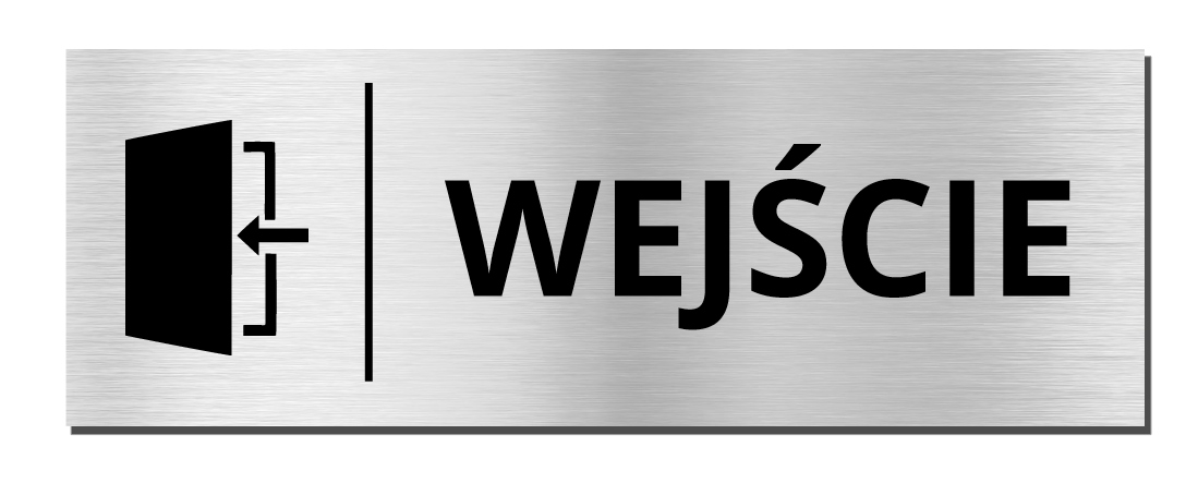 TABLICZKA NA DRZWI - WEJŚCIE | piktogram | 20x7cm | srebrna