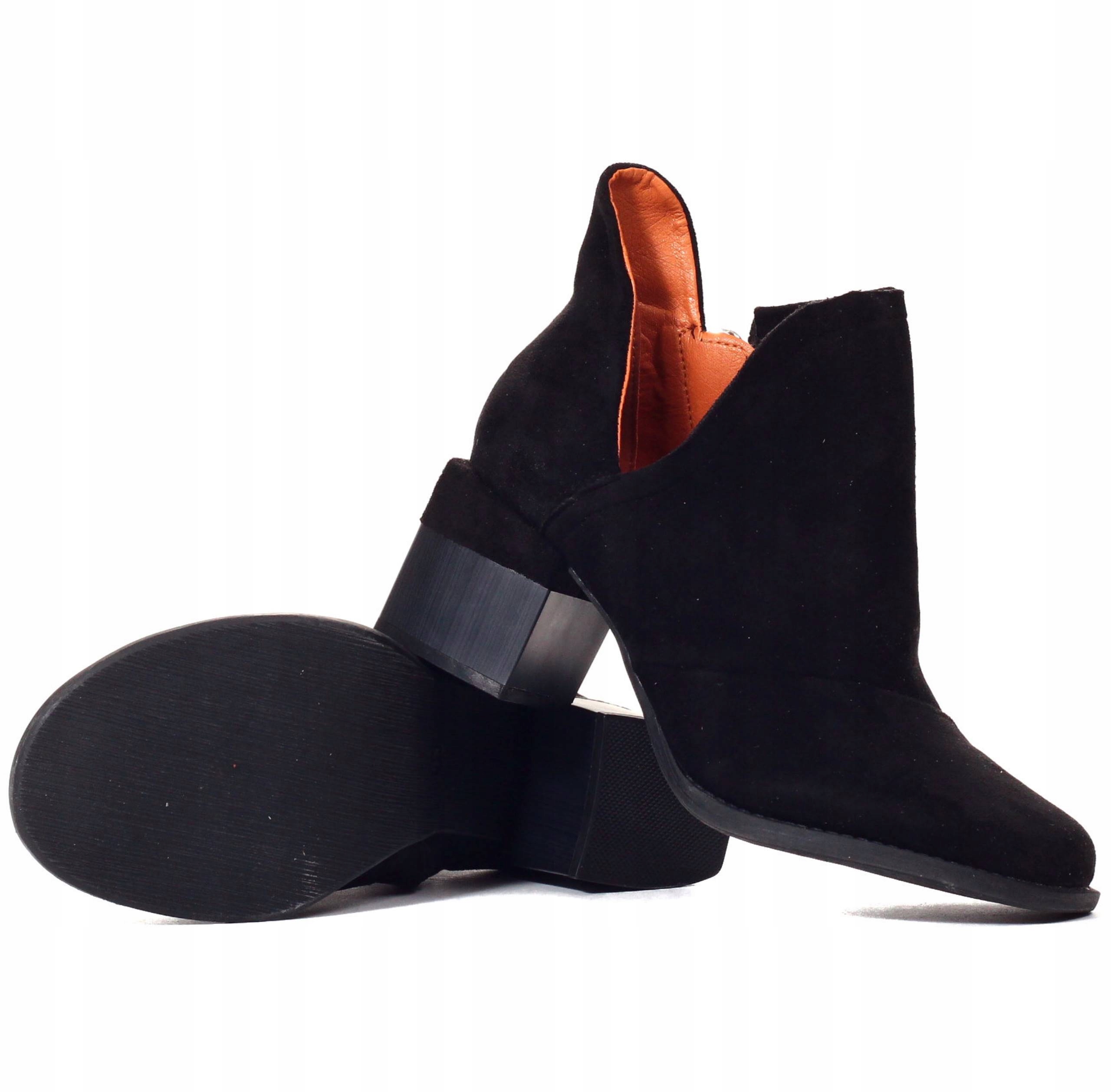 BOTKI BUTY DAMSKIE ELEGANCKIE SŁUPEK Z WYCIĘCIEM Rozmiar 37