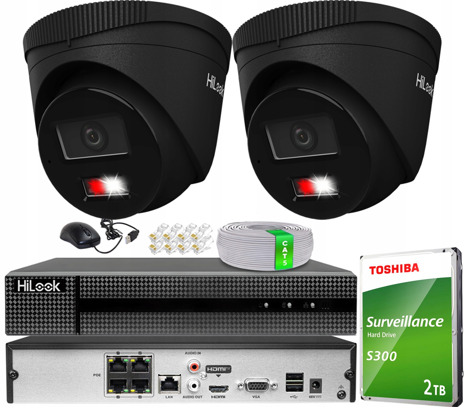 Set Monitorovacích Kamer 6MPx 3K+ 2 Kamery Hilook By Hikvision Black PoE