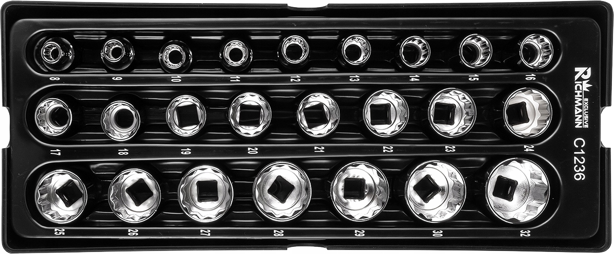 WKŁAD 24el. NASADKI 12-KĄTNE 1/2'' 8-32mm ZESTAW Kod producenta C1236T