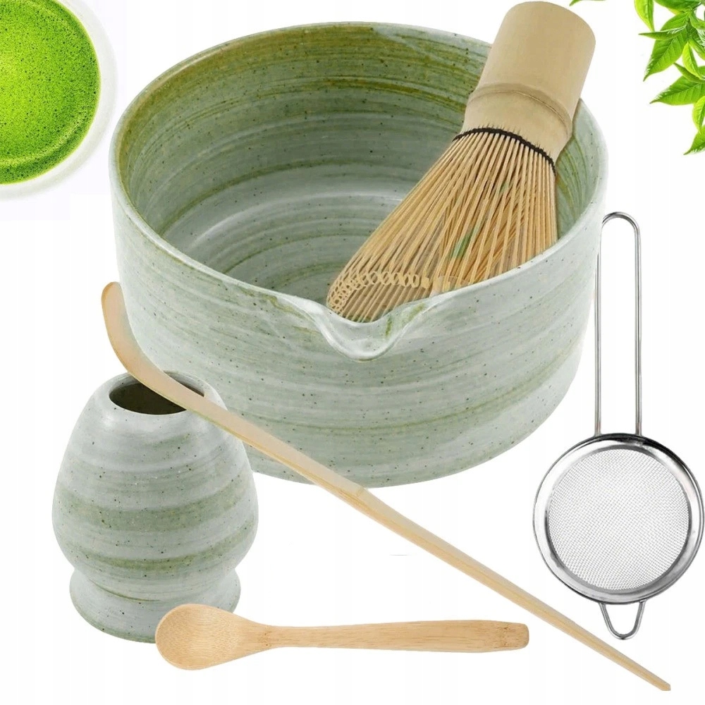 Levně Sada Na Čaj Matcha 6V1 Keramická Šálek Metlička Čajová Lžička Matcha