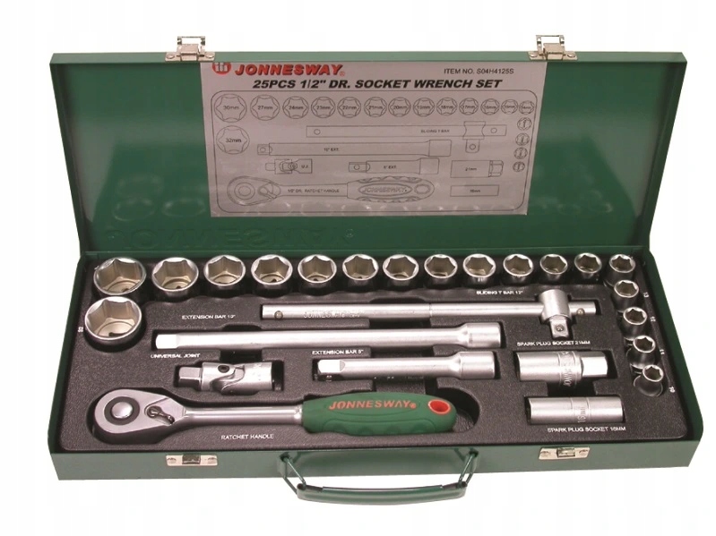Gola sada 1/2", 6-hranné hlavice, 25 kusov, 10-32 mm Jonnesway S04H4125S
