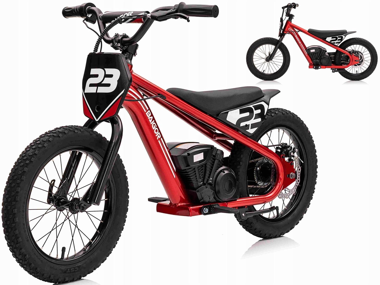 motor na akumulator z pompowanymi kołami Baigor duży motorek elektryk