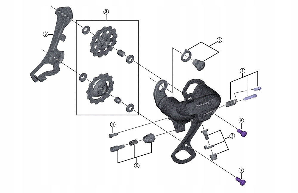 Przerzutka Tylna Shimano Tourney TX RD-TX800 7/8-rzędowa BOX Oryginał Pojemność przerzutki powyżej 41