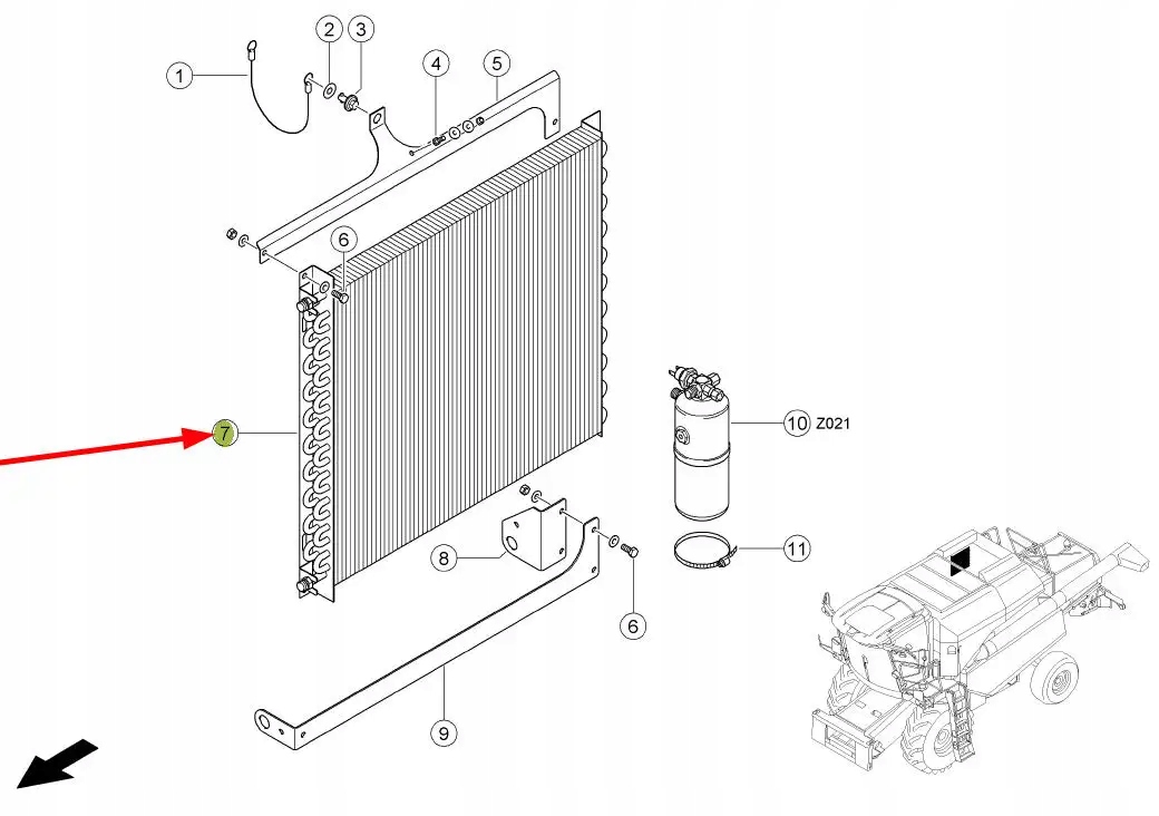 077983.3 Chłodnica klimatyzacji 650 x 570 x 45 mm Marka maszyny Claas