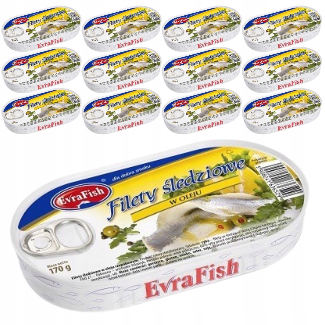 Levně Evrafish Filé sleďový v oleji 170 g x 16 kusů
