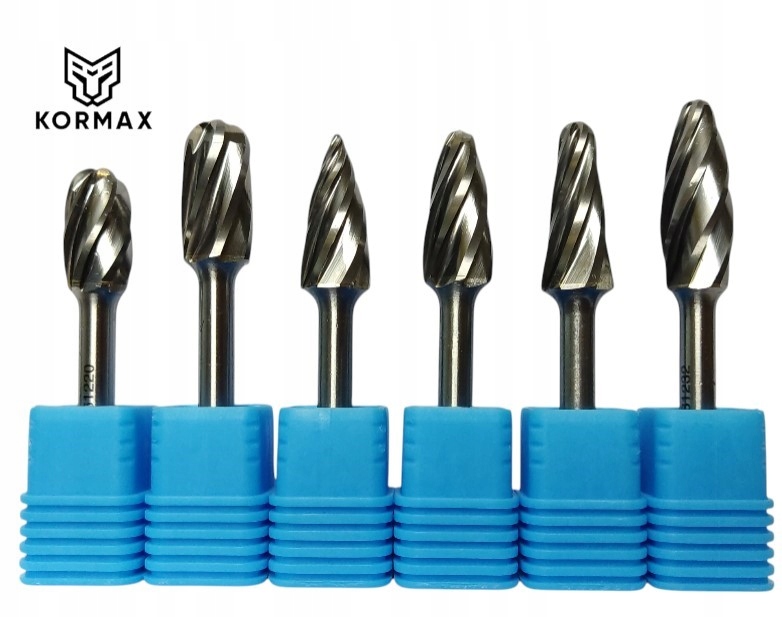 Sada 6 Ks fréz 12 mm rotační pilník na hliník z karbidu Kormax