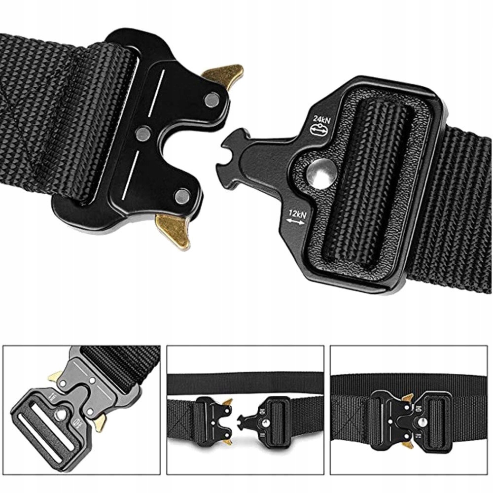 PASEK pas PARCIANY TAKTYCZNY QR mocny MĘSKI do SPODNI SURVIVAL Kolor czarny