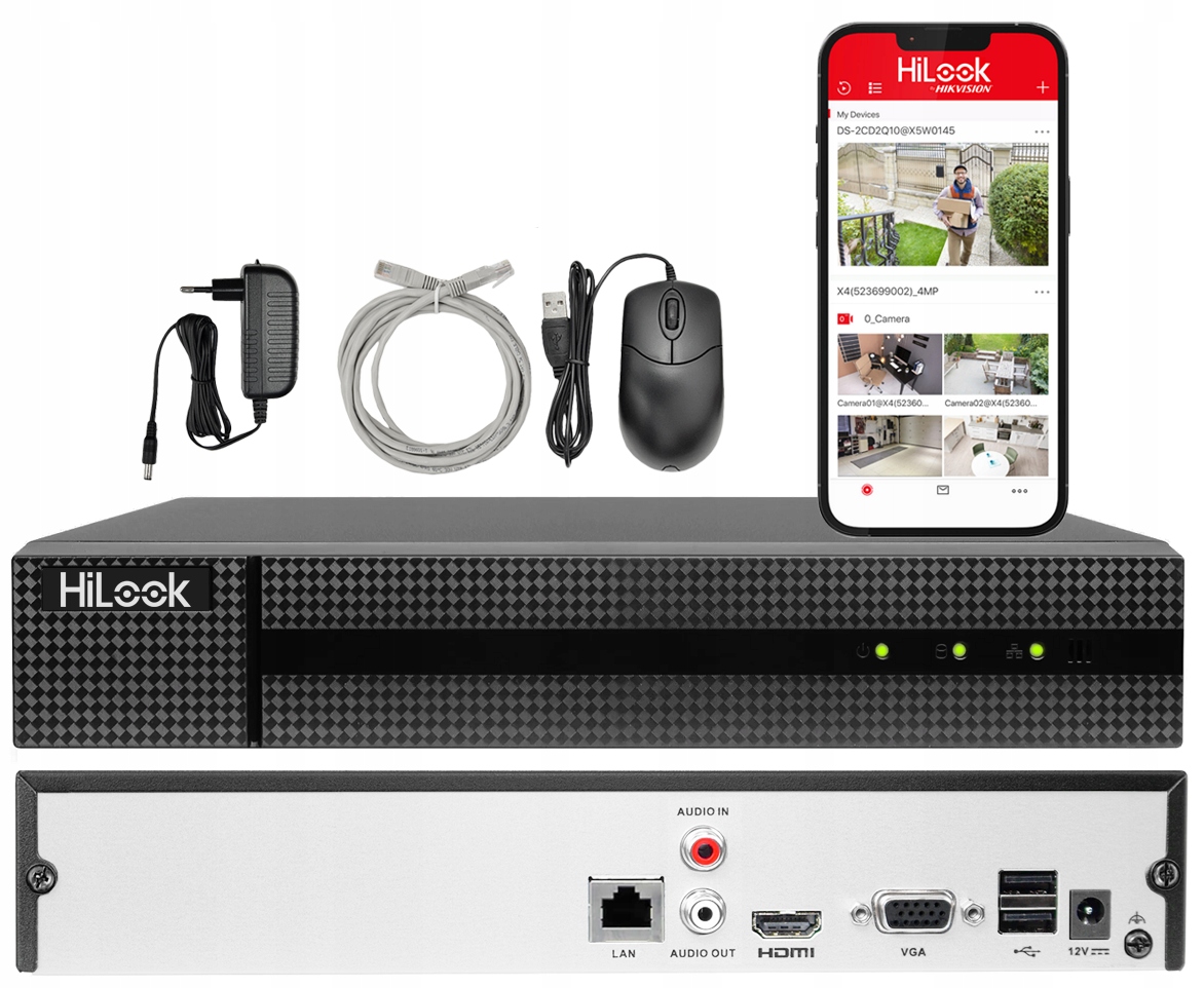 Ip rekordér pre kamery Hikvision až 8Mpx HiLook NVR-104MH-C Hdmi Vga