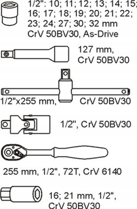 Sada Náradia Yato 1/2", 24 dielov
