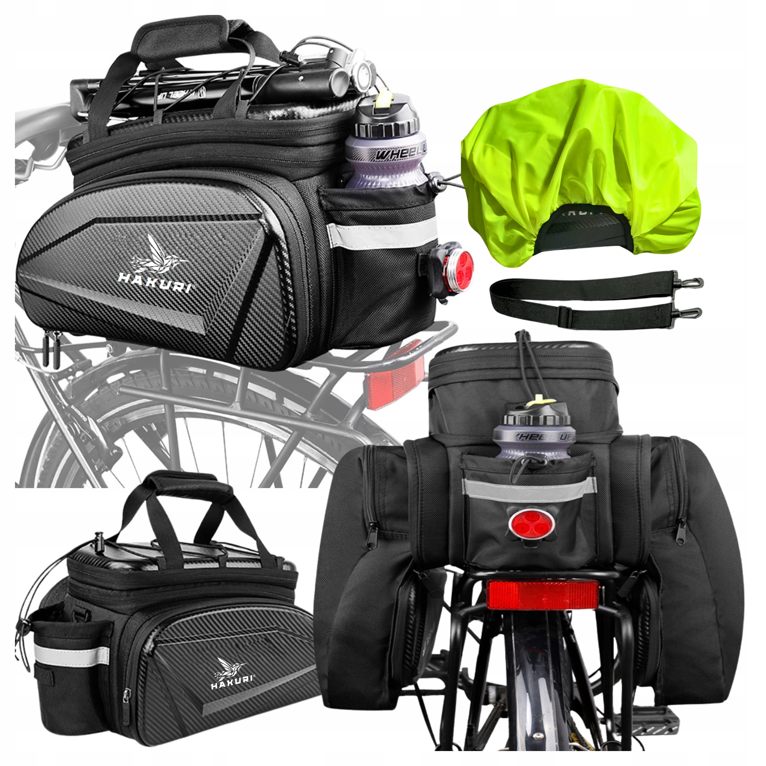 Torba rowerowa na bagażnik Duża Sakwa Kufer Wodoodporna pasek 3w1 14/17/35L