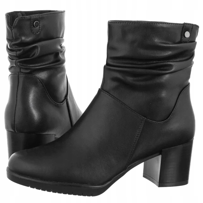 Dámské kožené Kotníkové Boty na podpatku Sergio Leone černé Bt 25636-S