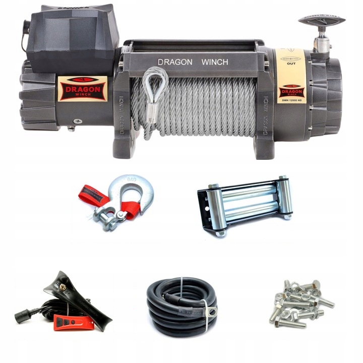 Dragon Winch Navijak Dwh 12000 Hd 28 m Oceľový 12V 5,5T do Terénneho Drak