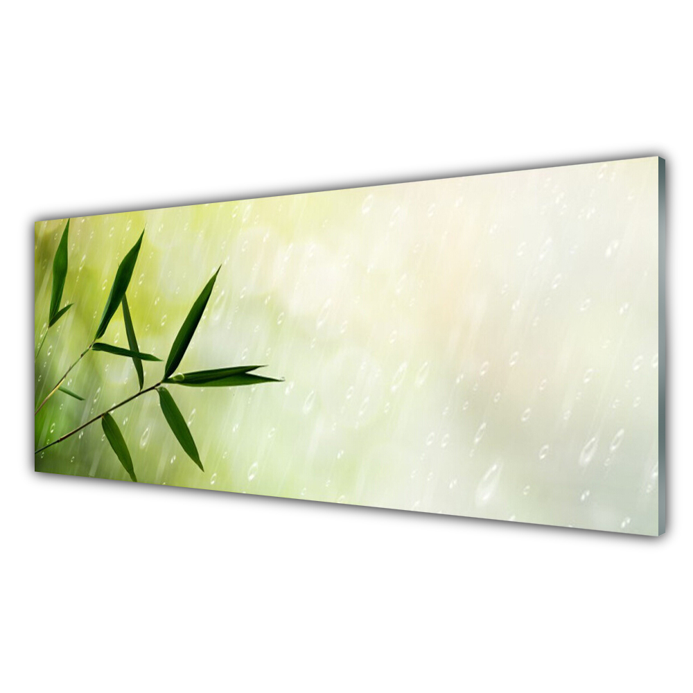 

Obraz na ścianę z grafiką 125x50 cm Liście Deszcz