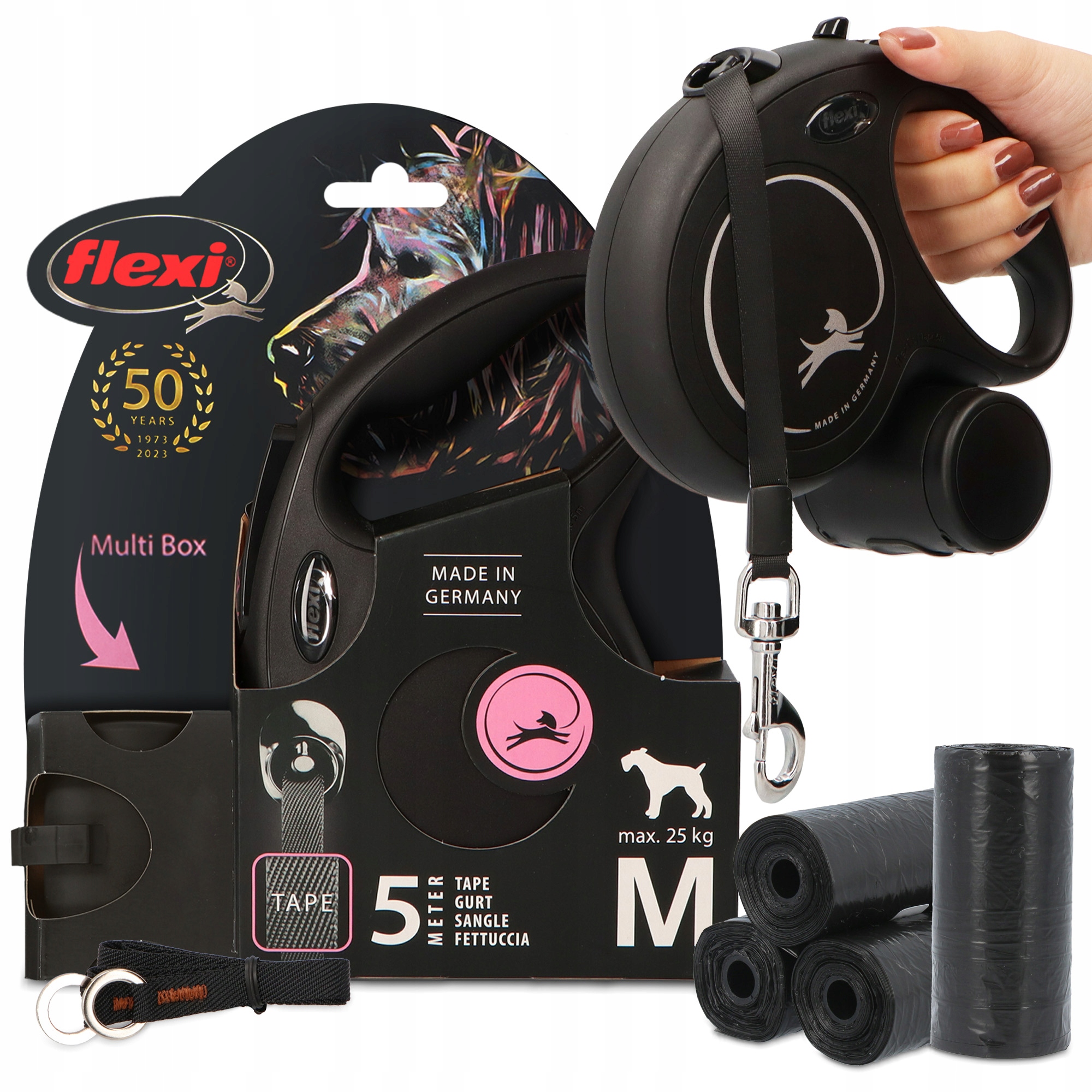 Smycz Automatyczna Psa 25kg 5m Pojemnik Multi Box 80x Woreczki Psie Odch 3O