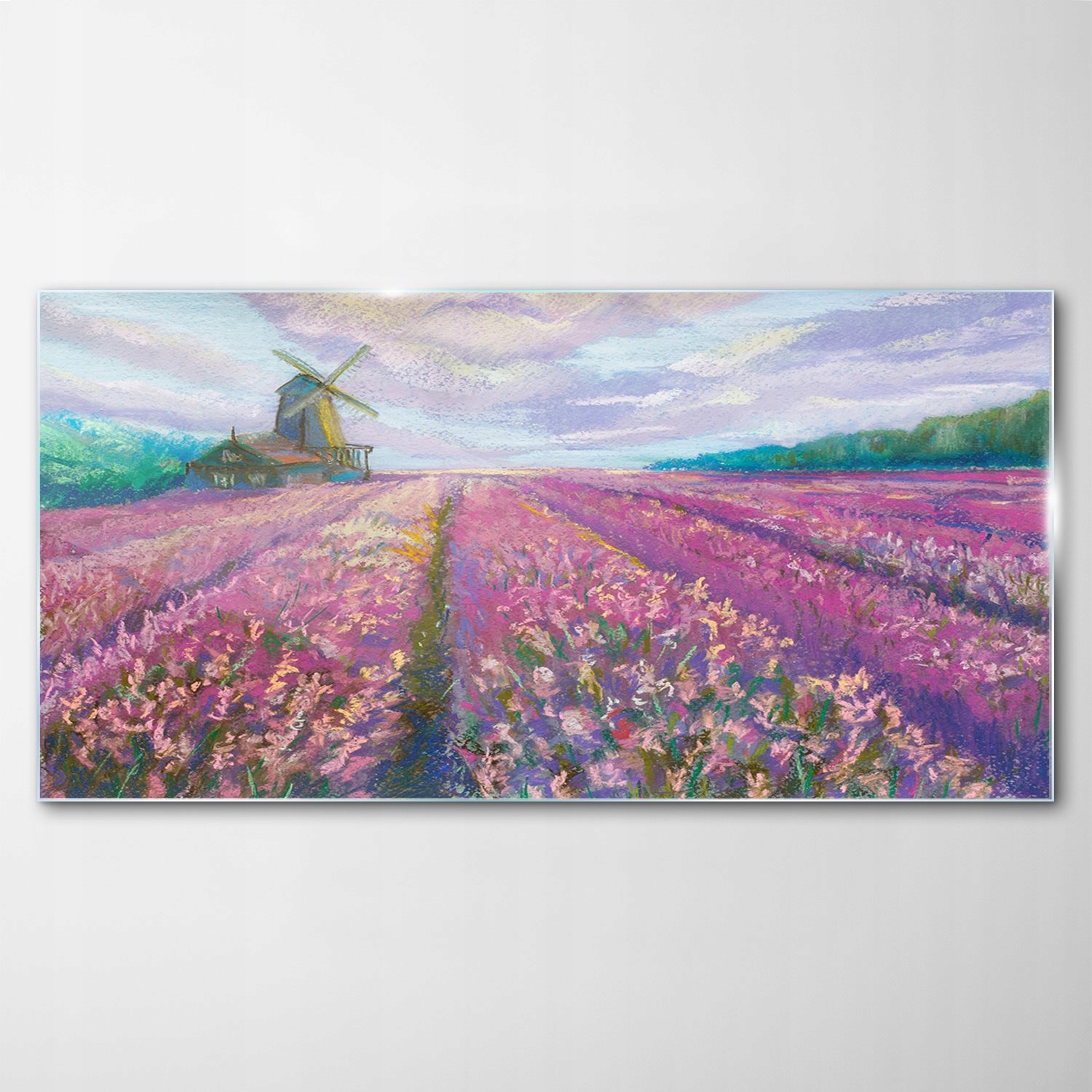 

Hartowany Obraz Szklany Lawenda Łąka Młyn 120x60
