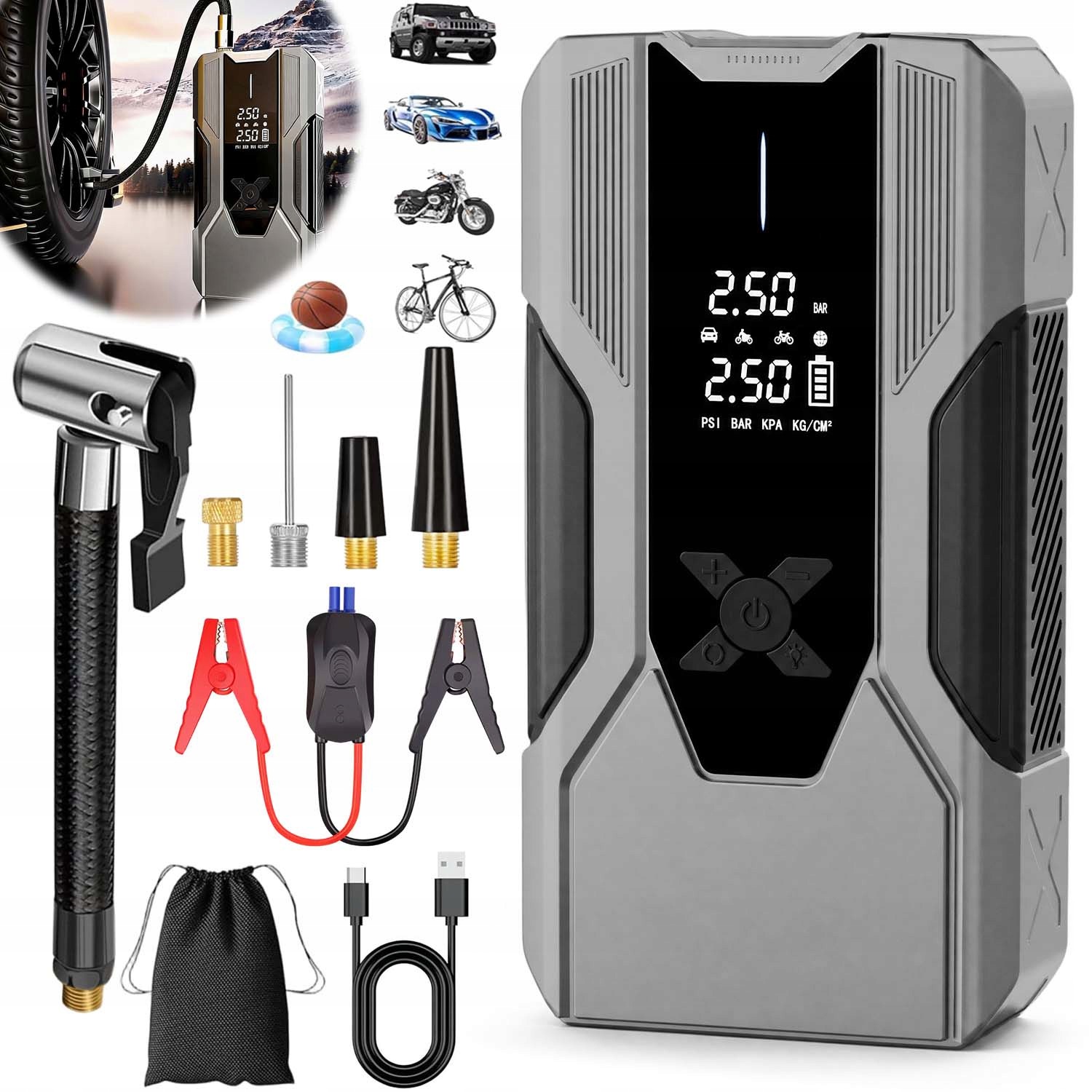 Jump Starter Silný Rozruch Booster Powerbank Baterka 8000MAH Multifunkčná