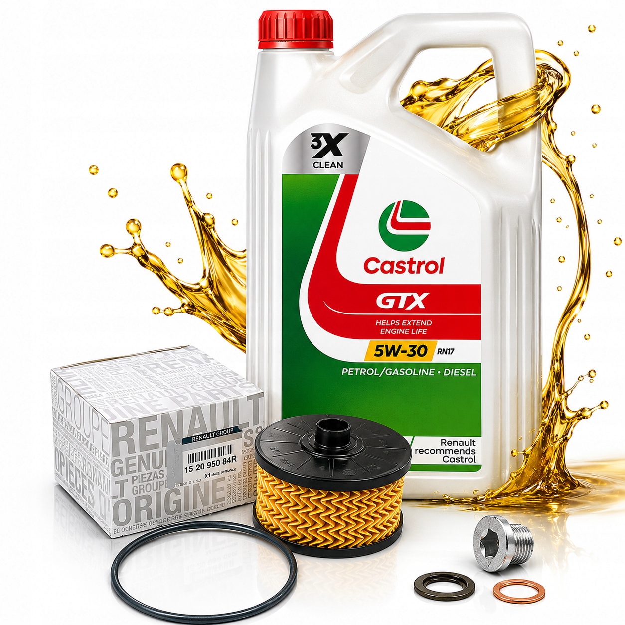 Olejový Filtr Korek Renault Dacia Tce Originál Olej Castrol Gtx RN17 5W30 5L