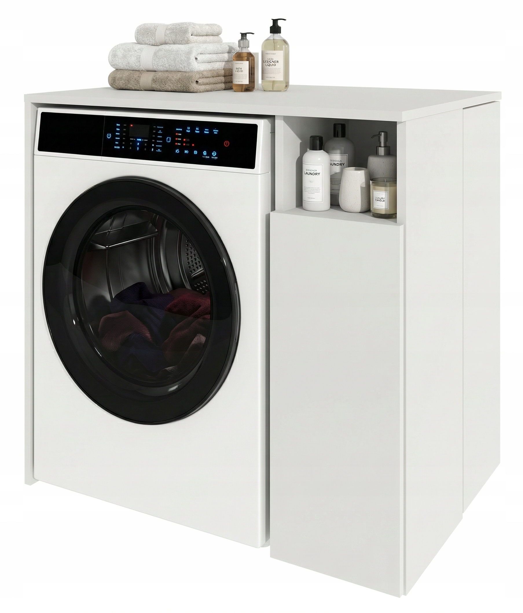 Skříňka na pračku uzamykatelná, 6 polic 96x88,5x62 Bílá