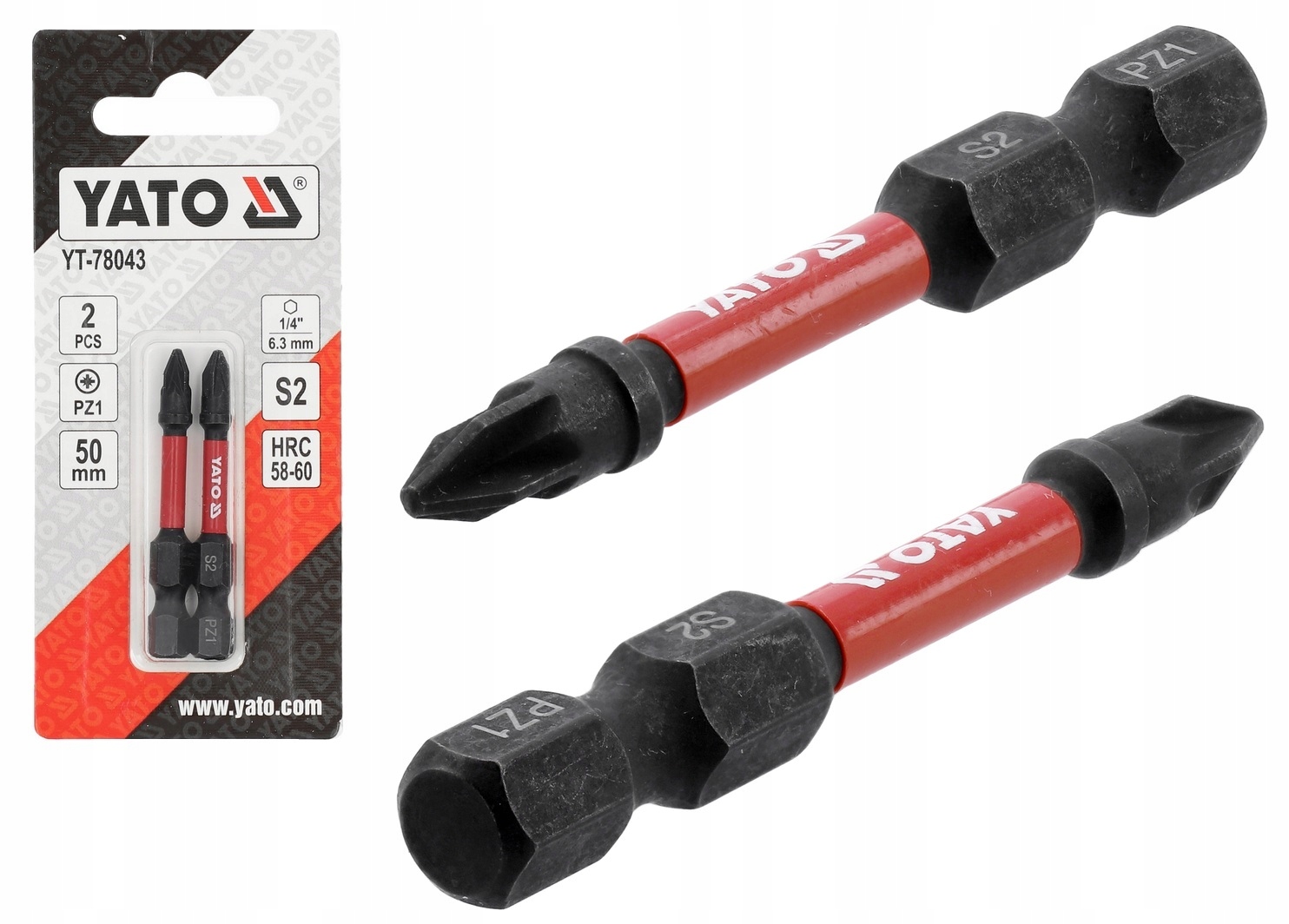 УДАРНЫЕ БИТЫ 1/4"X50 ММ PZ1 2 ШТ.