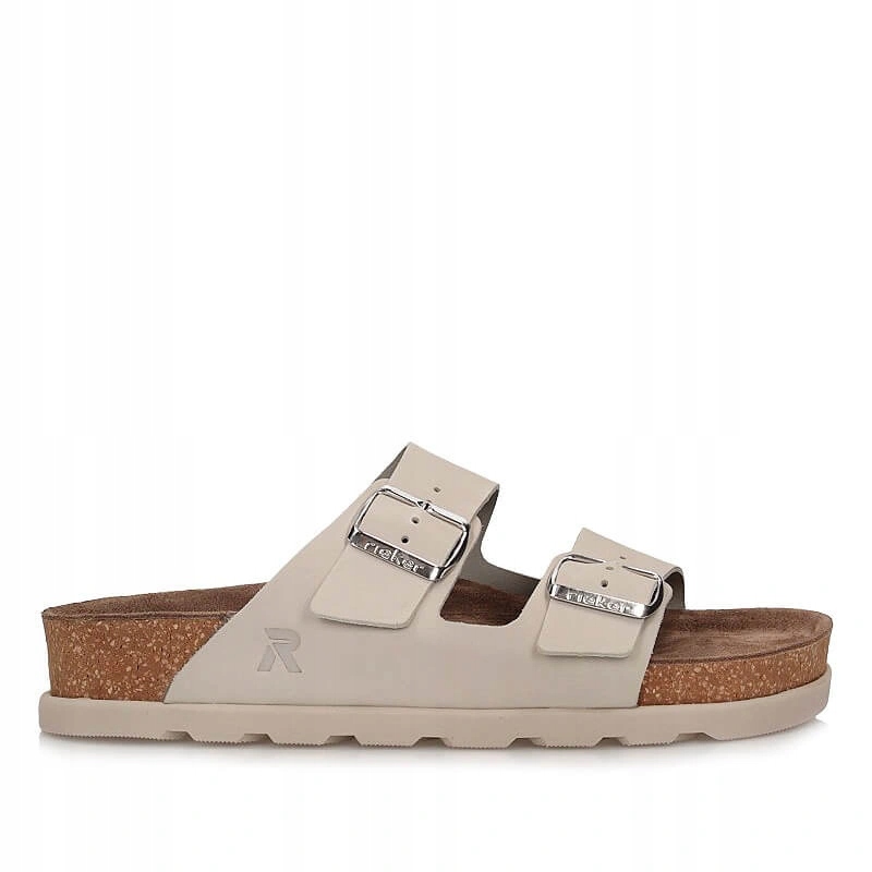 Nazouváky pantofle Rieker V3190-40 šedé, nazouvací, kožené