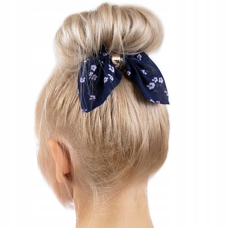 

Gumka do włosów Frotka kwiaty Scrunchies granatowa