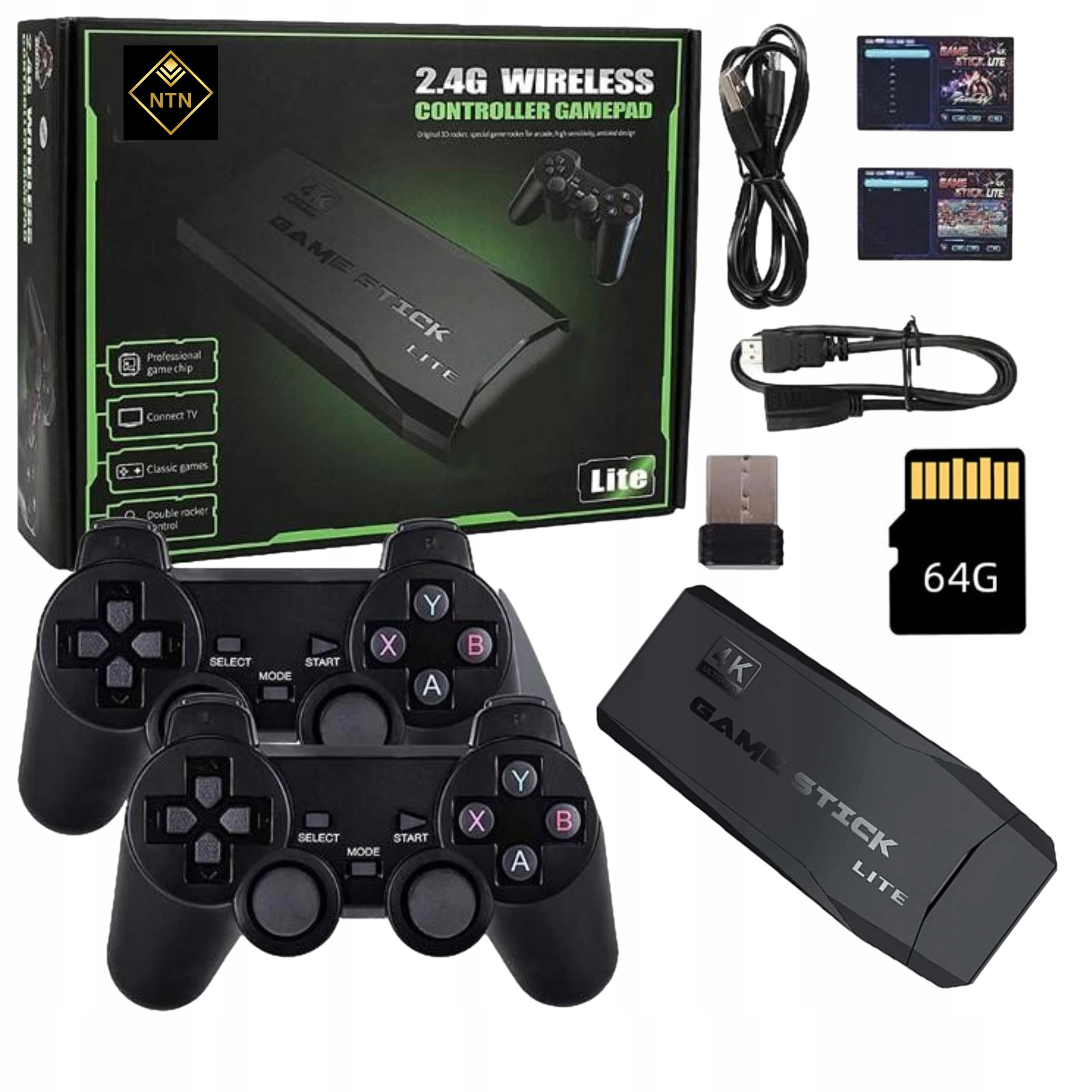 KONSOLA DO GIER GRA TELEWIZYJNA 2 PADY KARTA 64Gb 20300 GIER MENU POLSKIE Kod producenta NTN_RETRO_20300_B