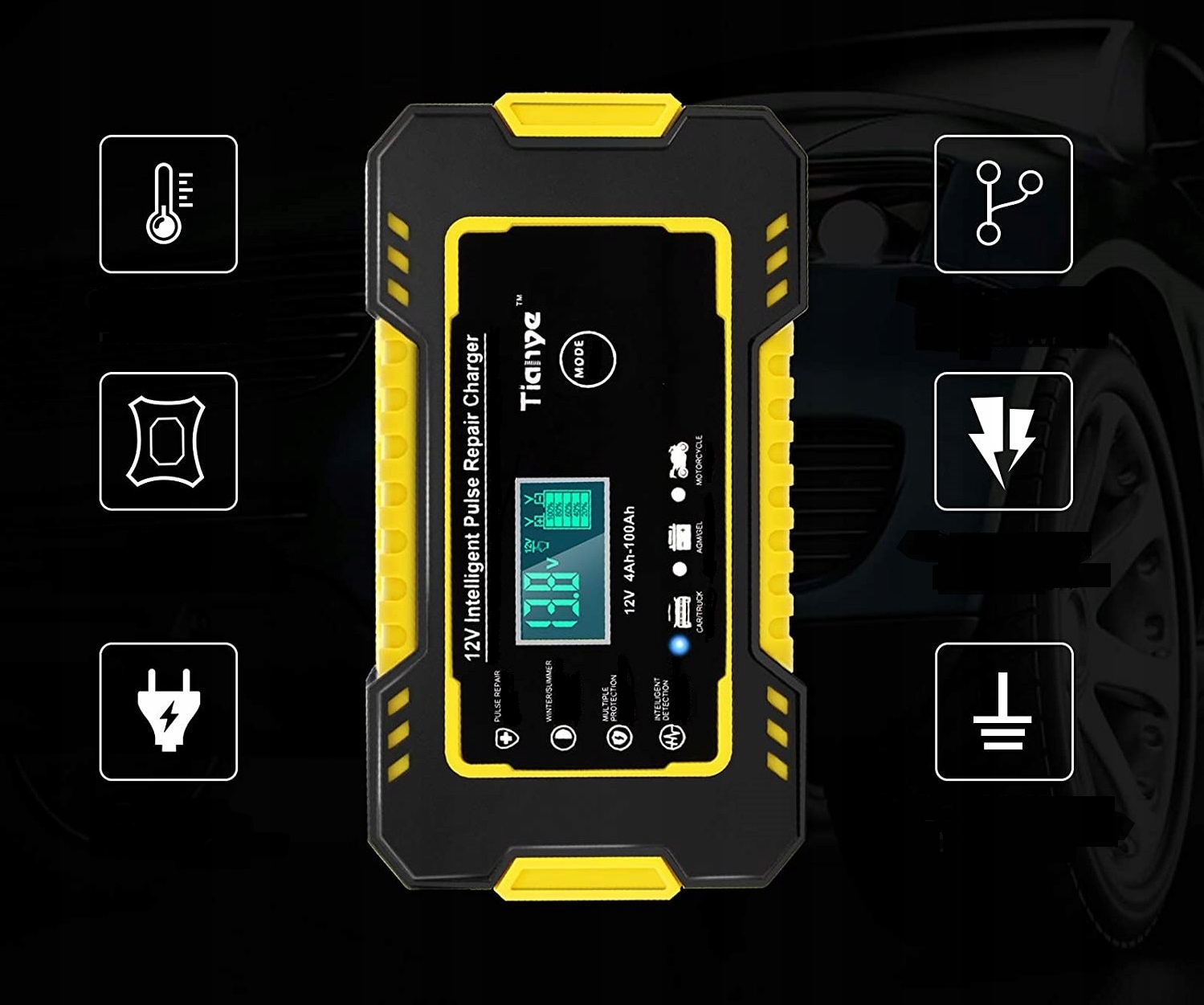 Prostownik Samochodowy Mikroprocesorowy Ładowarka 12V 6A FUNKCJA NAPRAWY ++ Marka inna