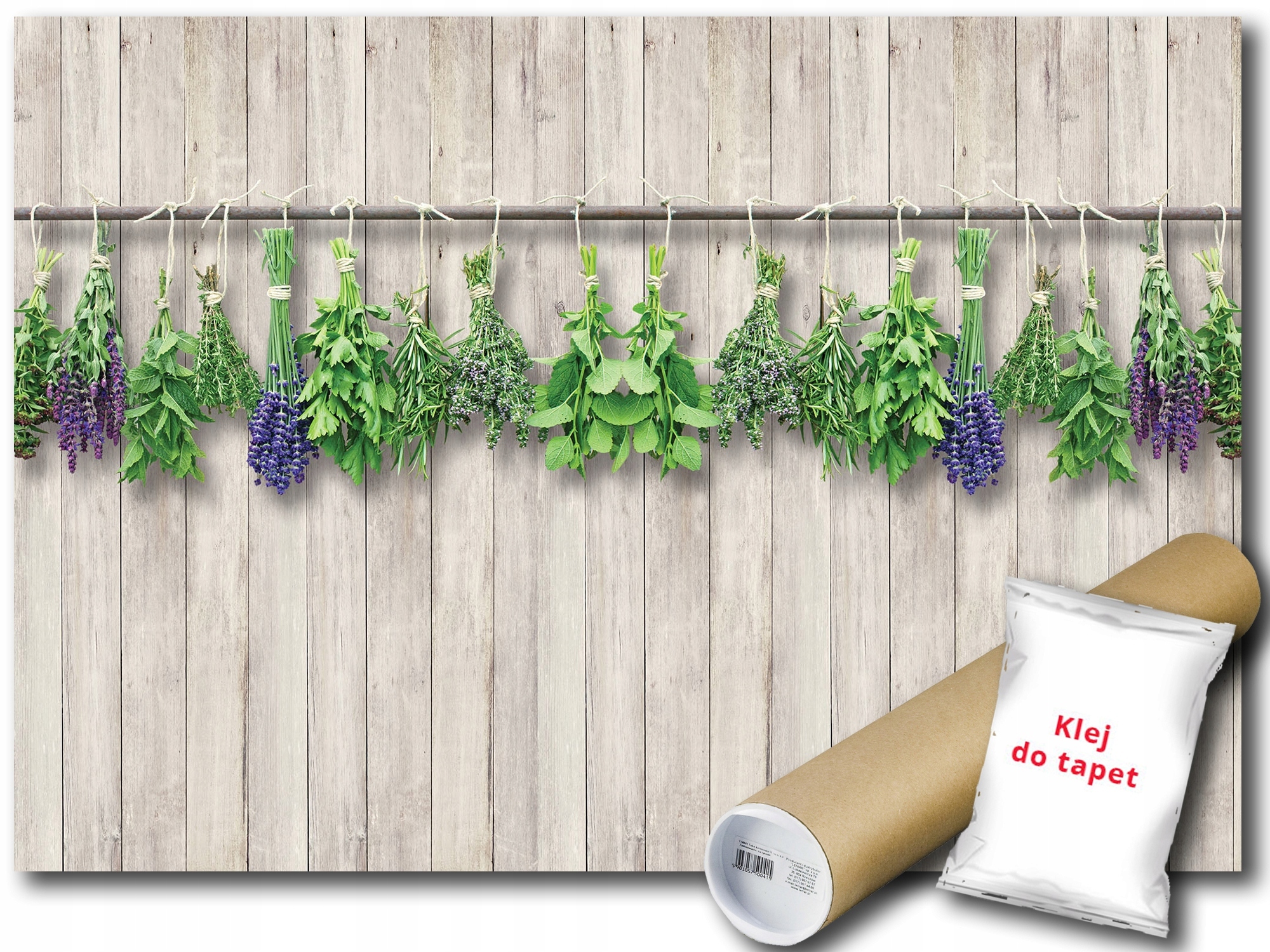 Fototapeta Vinylová Imitácia Drevo Dosky Sušené Bylinky Kuchyňa 416x290