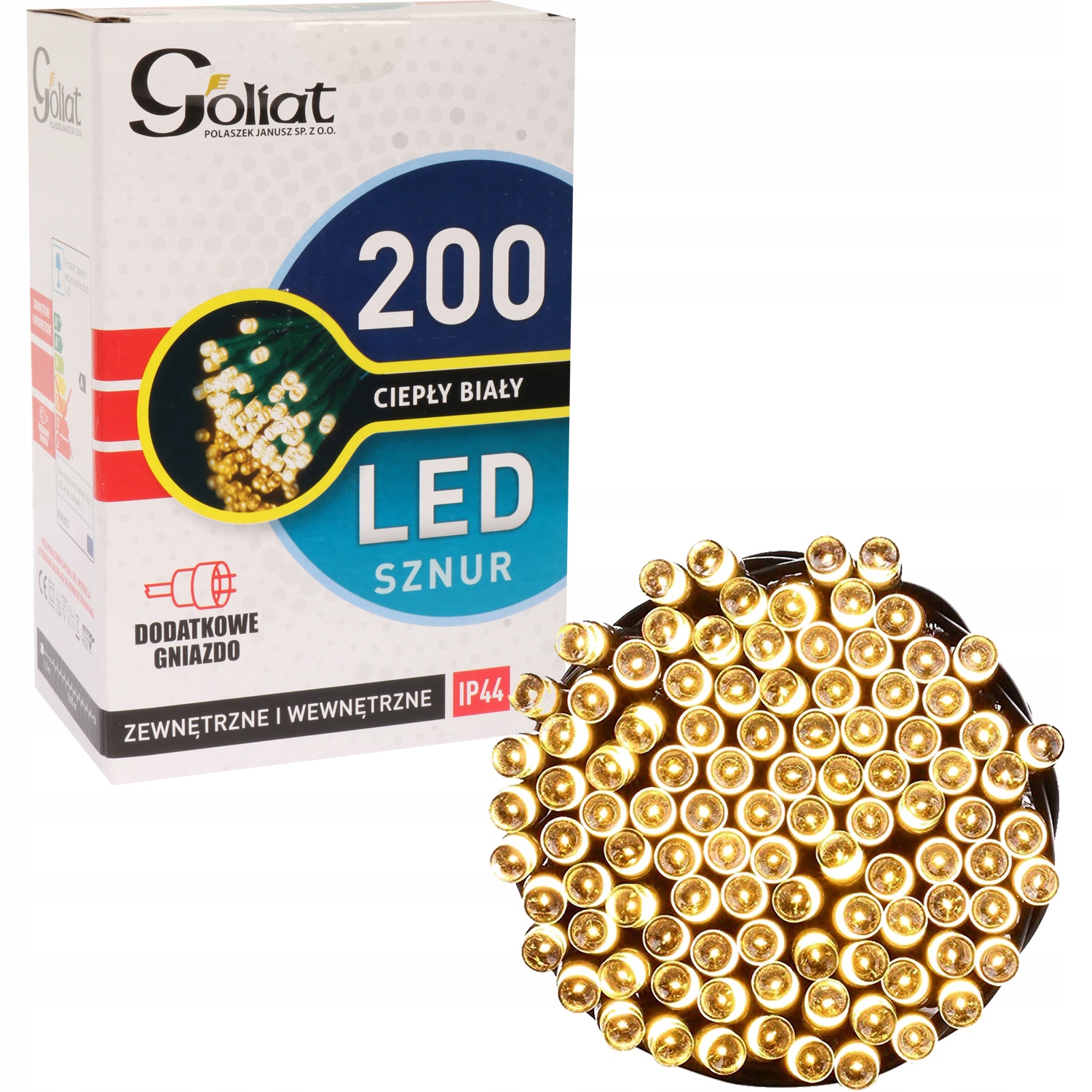 

Lampki Choinkowe 200 Led Z Gniazdem Ciepły Biały