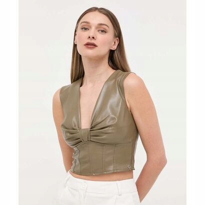 Guess Khaki Top Imitace Kůže (M)
