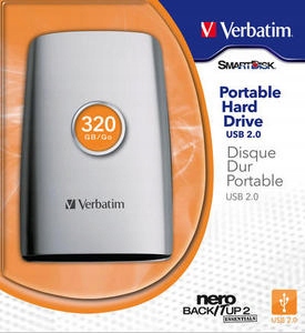 Přenosný Pevný disk 320 Gb od společnosti Verbatim Usb 2.0 Nero BackItUP 2 47654