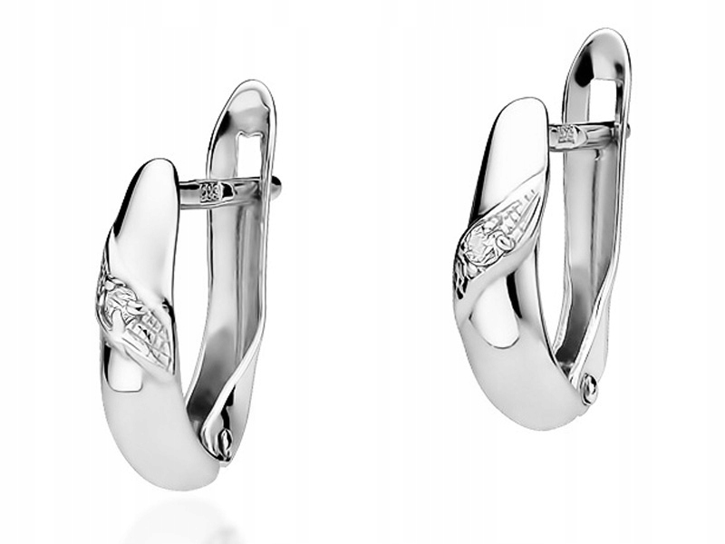 Zlaté náušnice 585 elegantní s brilianty 1,50 g, elegantní vzor jako dárek