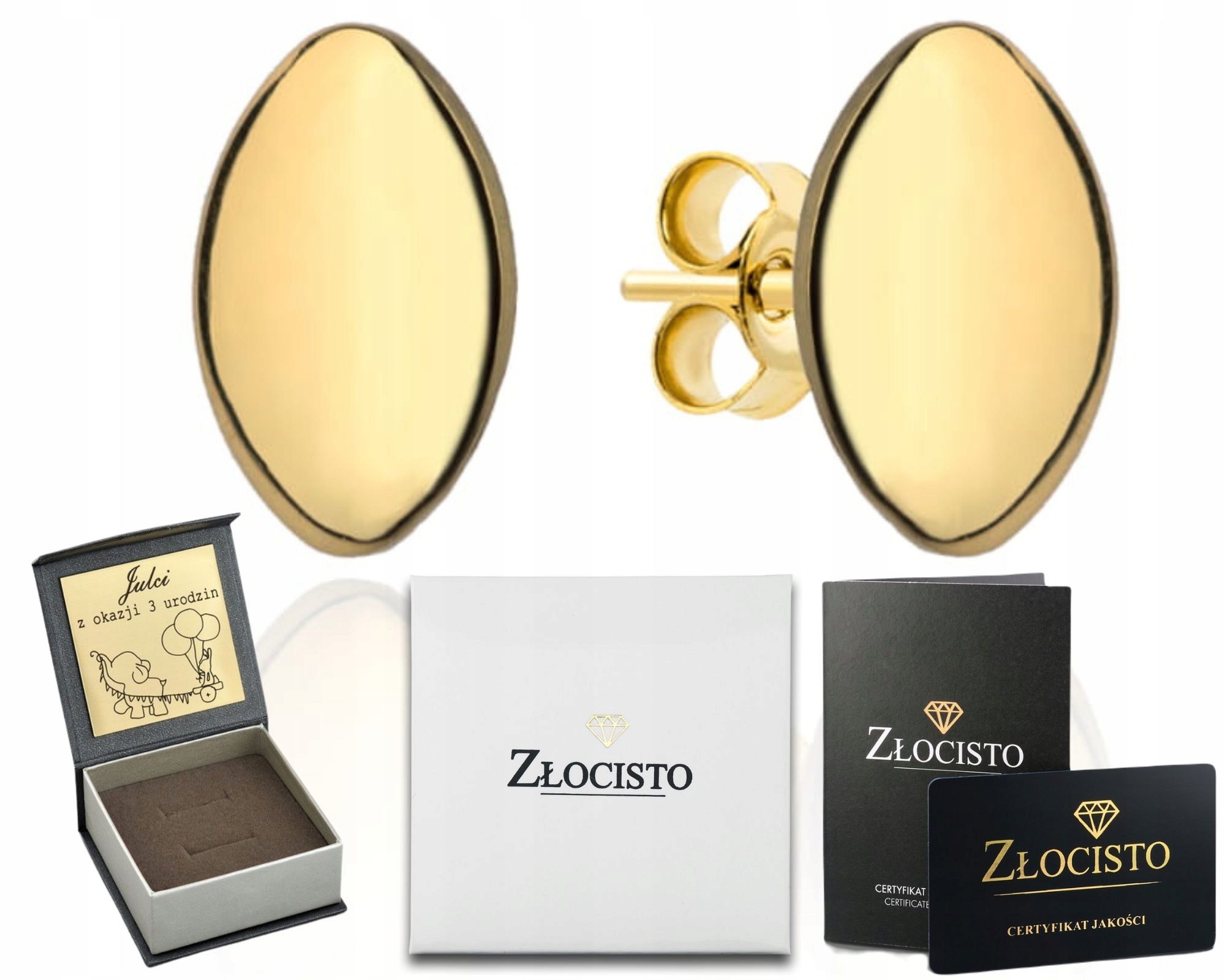 Zlaté Náušnice Elipsy Dárek