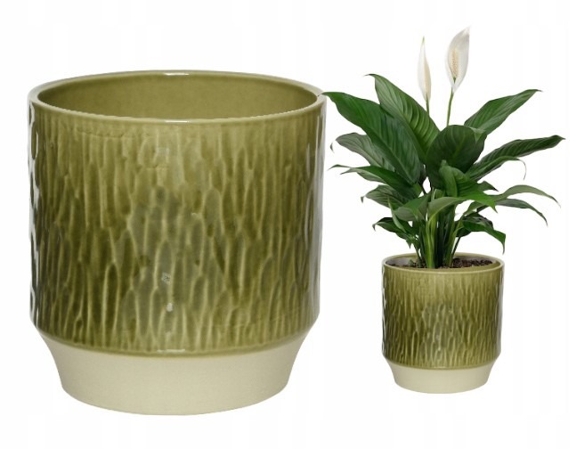 OSŁONKA CERAMICZNA ZIELONA STYLOWA 13X13CM WYTRZYMAŁA