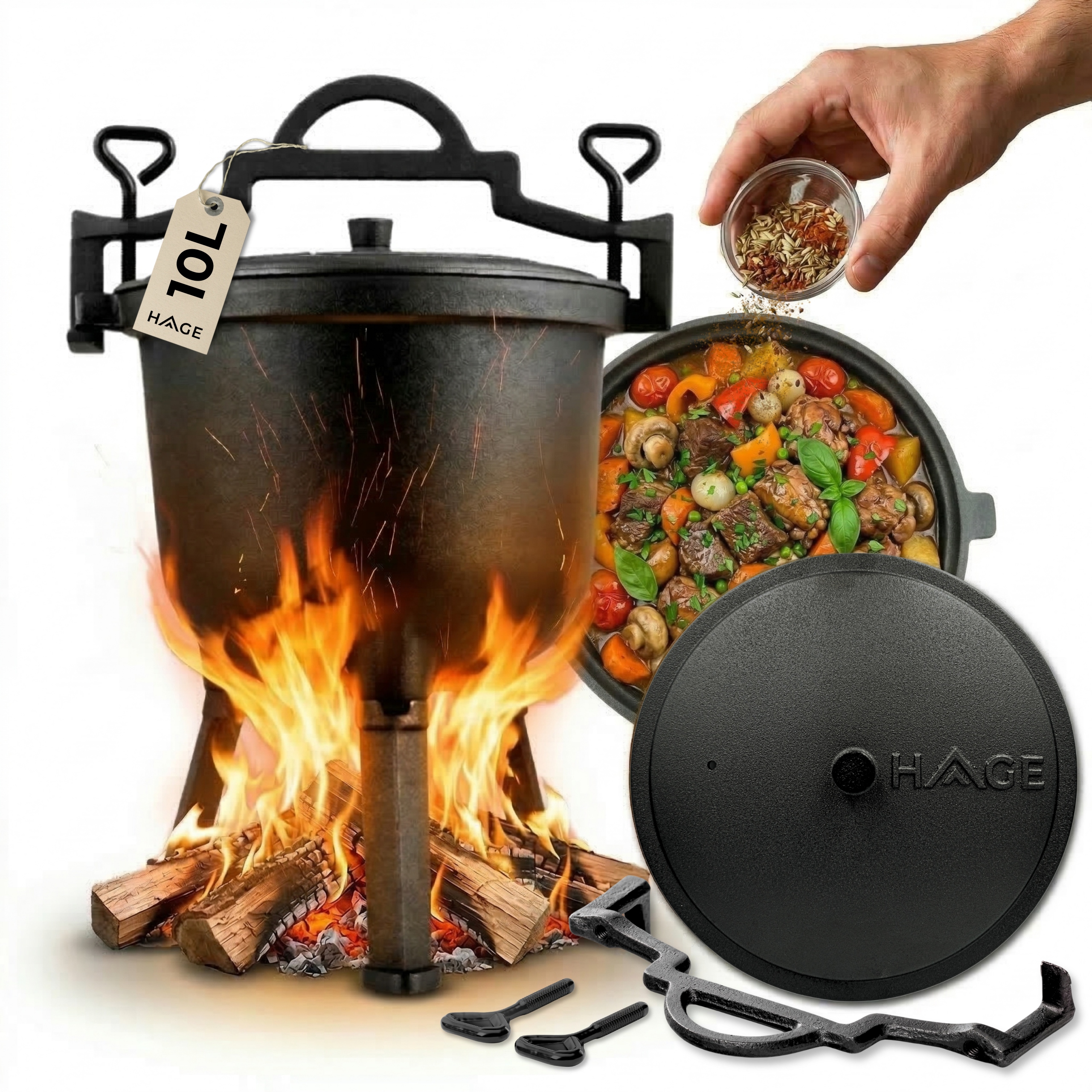 Litinový Kotlík Lovecký Hrnec Maďarský Pečeně 10 L Na Oheň Gril