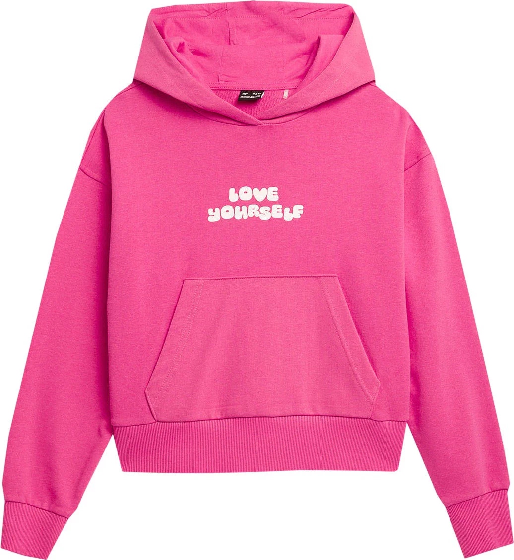 Bluza Dziewczęca Z Kapturem Dresowa Sportowa Kangurka 4F 158cm