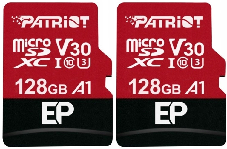 2x Karta Patriot Ep Series MicroSDXC 128 Gb Class 10 UHS-I/U3 A1 V30