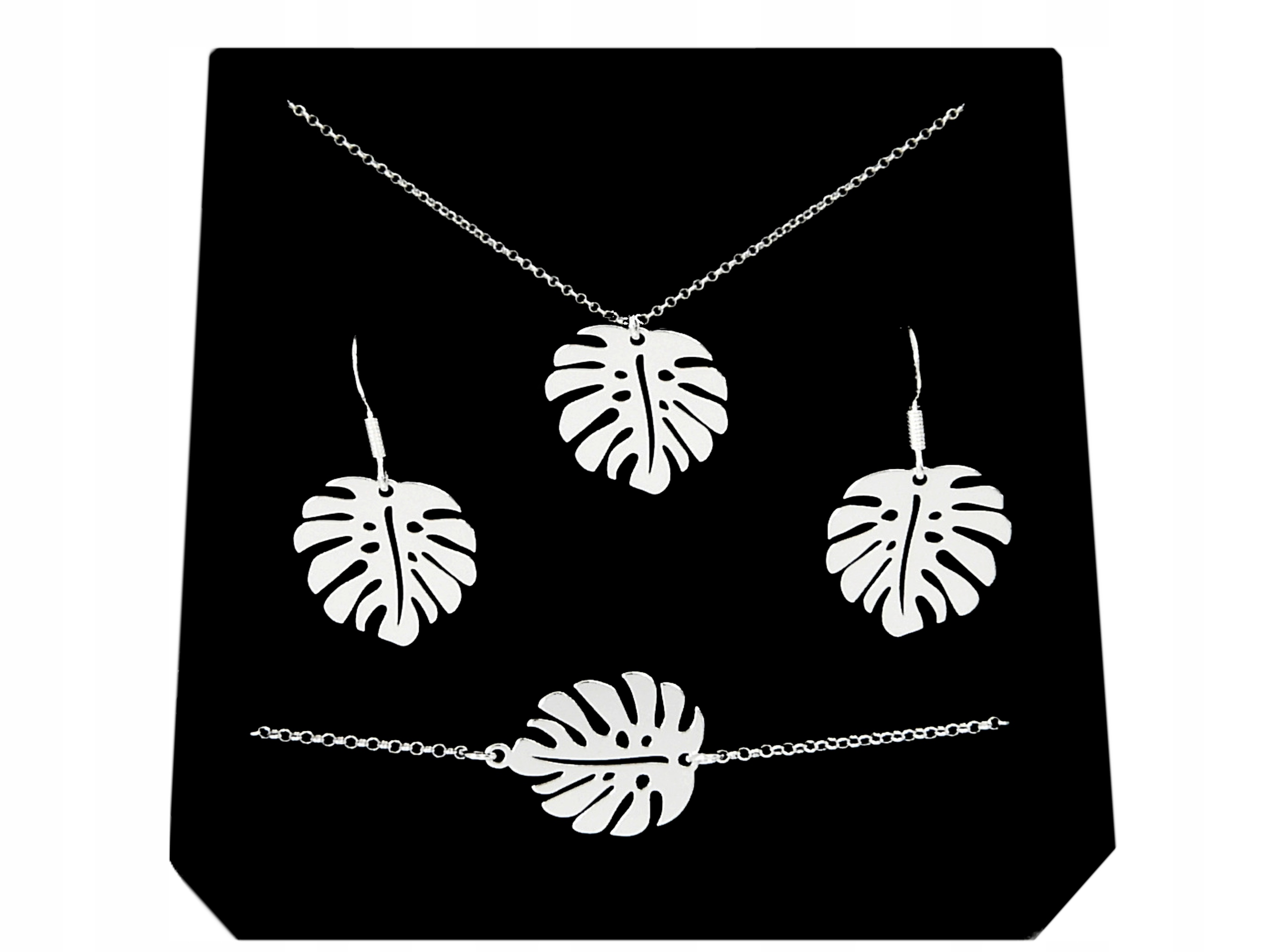 

Komplet Liść Monstery Monstera srebro 925