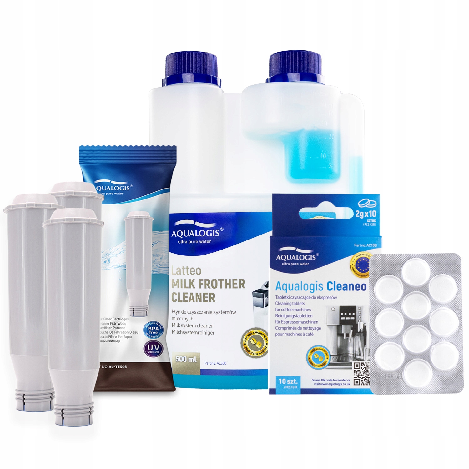 3x Filtr vody do kávovaru Krups AL-TES46 Tekutina Latteo 500 ml Tablety