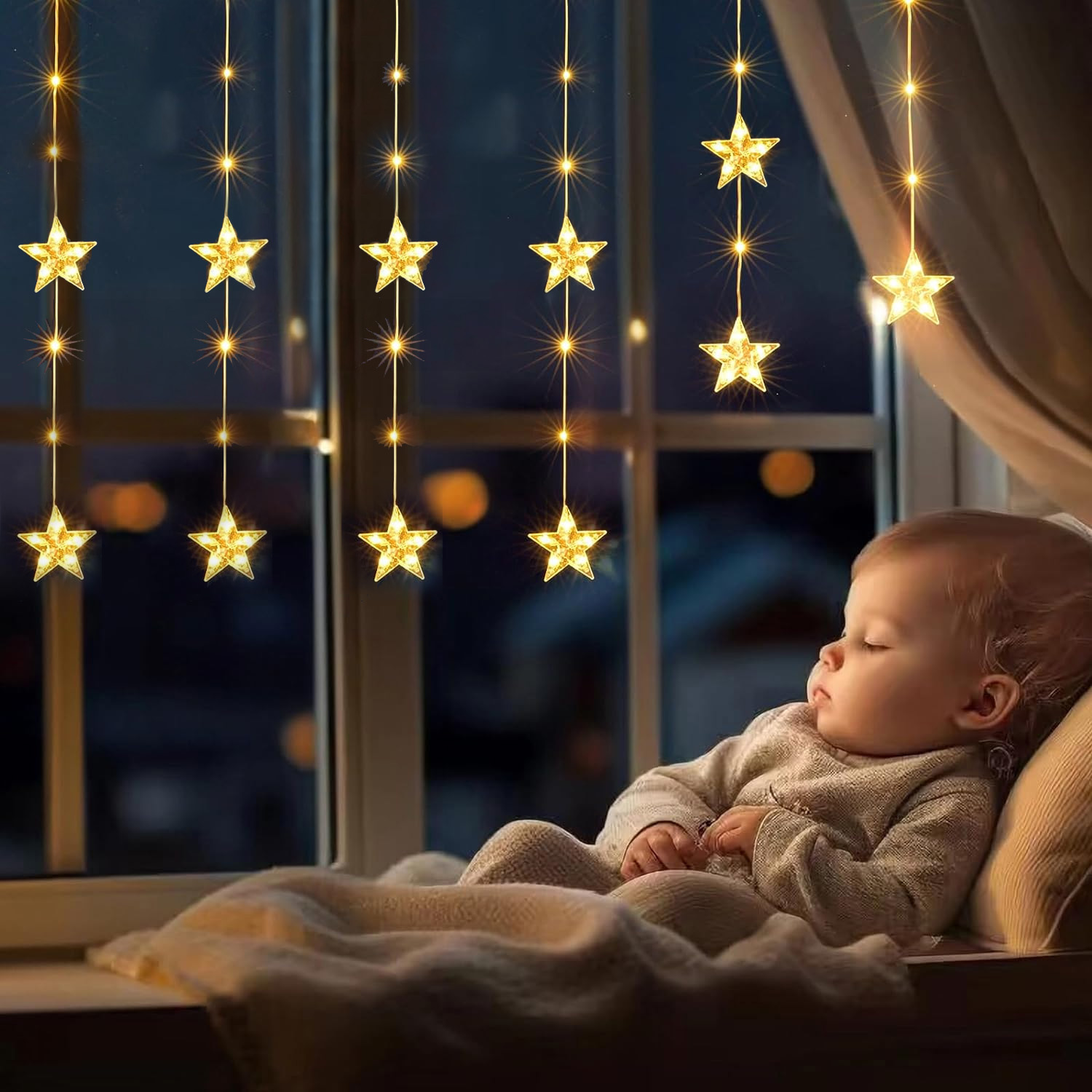 KURTYNA ŚWIETLNA LED GWIAZDKI ŚWIECĄCA GIRLANDA NA OKNO DO POKOJU ŚWIĘTA 3m Marka TOOLIGHT