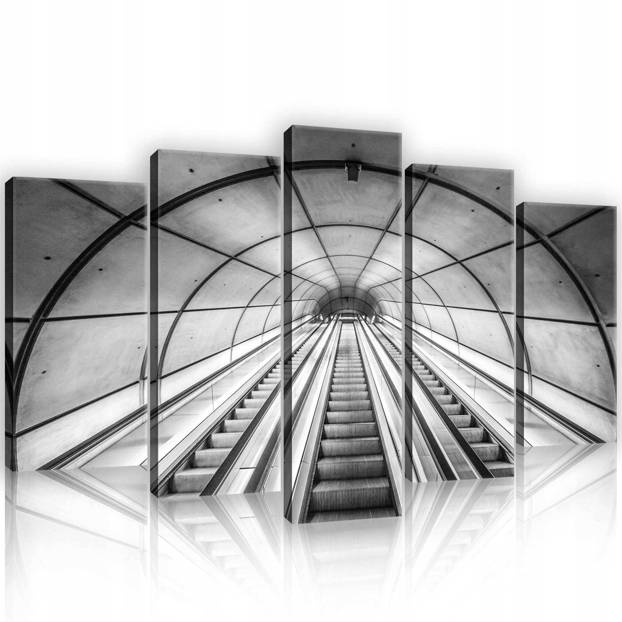 Obraz 100x60 Urbanistika architektura eskalátor tunel černobílý