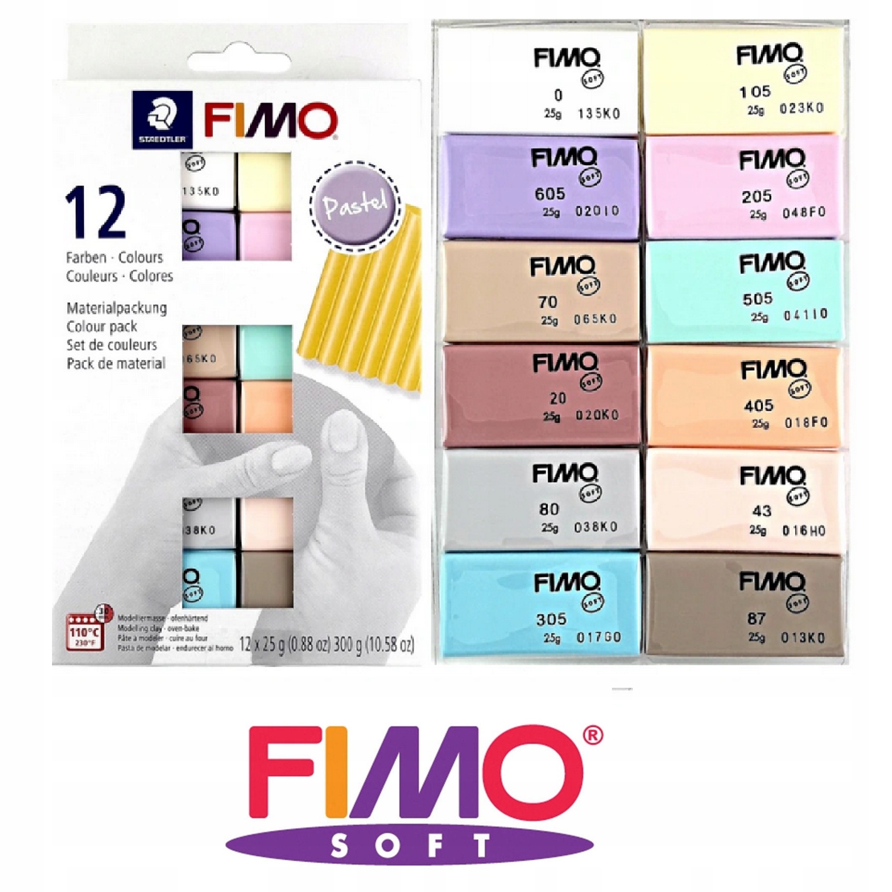 FIMO SOFT MASA PLASTYCZNA ZESTAW 12 KOL.PASTEL